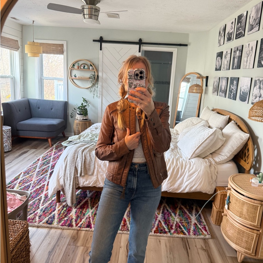 Women's Brown Leather Jacket - Picture 2 of 14